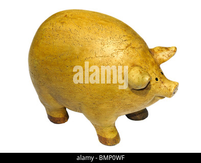 Antike fettes Schwein Skulptur schauen verwirrt. Stockfoto