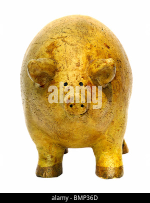 Antike fettes Schwein Skulptur suchen müde, alt und abgenutzt. Stockfoto