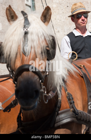 Traditionelle Pferdewagen in Salzburg, Österreich Stockfoto