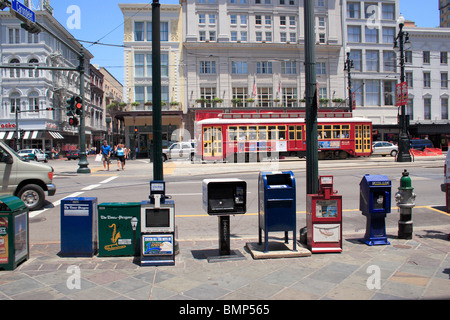 Road-Signal; Canal Street; New Orleans; Louisiana; Vereinigte Staaten von Amerika Vereinigte Staaten von Amerika Stockfoto