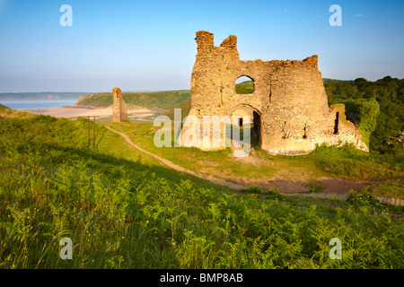 Pennard Castle, Three Cliffs Bay, Gower Halbinsel, Wales. Stockfoto