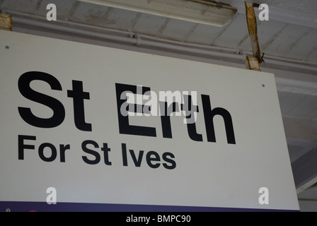 Bahnhof St Erden Zeichen Cornwall England UK Stockfoto