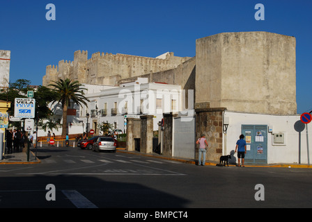 Burg (Castillo Guzman el Bueno), Tarifa, Costa De La Luz, Provinz Cadiz, Andalusien, Südspanien, Westeuropa. Stockfoto