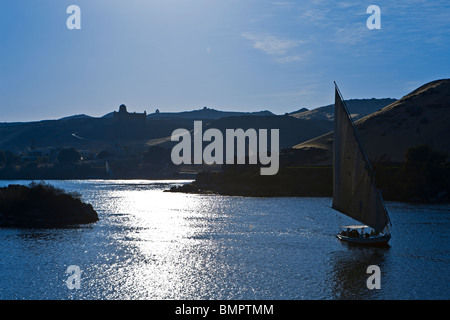 Ägypten, Aswan, Felucas auf dem Nil Stockfoto