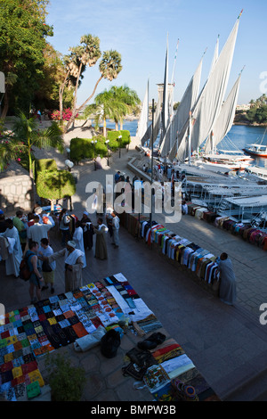 Ägypten, Aswan, der Pier des Botanischen Gartens Stockfoto