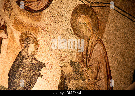 Die ersten sieben Stufen des Mary Mosaik in der Vorhalle, Chora Museum, auch bekannt als Kariye Muzesi, Edirnekapi, Istanbul, Türkei Stockfoto