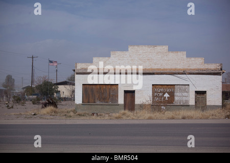 Vernagelten Verdienste in der isolierten Grenze Stadt Presidio, Texon der Vereinigten Staaten jenseits der Grenze von Ojjinaga, Mexiko. Stockfoto