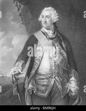 Admiral Edward Hawke, 1. Baron Hawke (1705-1781) auf Gravur aus den 1800er Jahren. Offizier der Royal Navy. Stockfoto