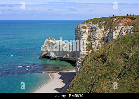 Klippen am Meer Strand, Etretat Seine-Maritime Département Haute-Normandie, Frankreich Stockfoto