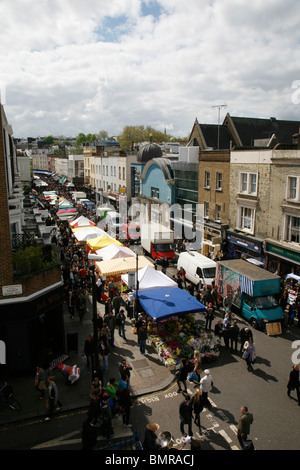 Blick von der Dachterrasse des Portobello Road Market, Notting Hill, London, UK Stockfoto