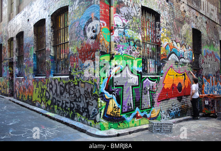 Graffiti-Kunst in Melbourne Central Business District Stockfoto