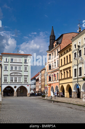 Hauptplatz im historischen alten Stadt Budweis, Budweis, Budvar, Böhmen, Tschechische Republik Stockfoto