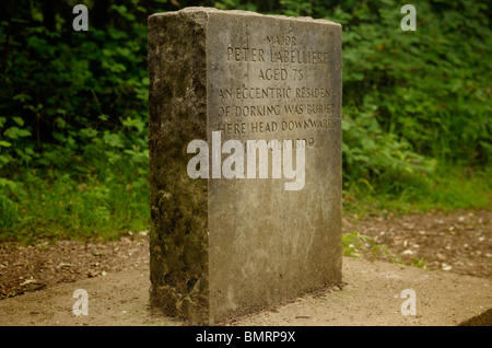 Das Grab von Major Peter Labelliere auf Box Hill in Dorking, Surrey, England. Stockfoto