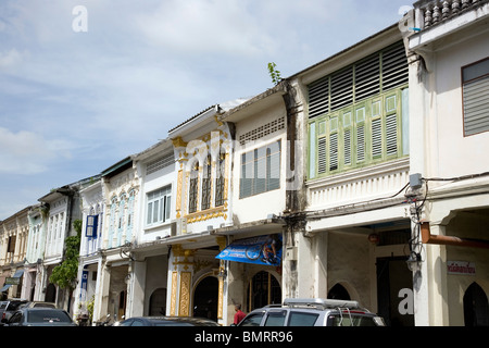 Phuket Town wohnen - Stadthäuser in Thalang Rd - Thailand Stockfoto