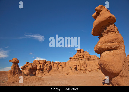 Ausgewaschene Felsformationen, Hoodoos, Goblin Valley State Park, Utah, USA Stockfoto