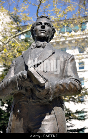 Joseph Smith-Statue am Tempelplatz in Salt Lake City, Utah, USA. Stockfoto