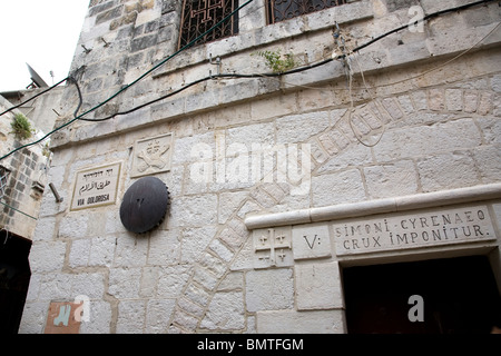 Fünfte Station auf der Via Dolorosa in Jerusalem Stockfoto