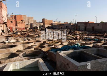 Gerbereien. Marrakesch. Marokko. Afrika. Stockfoto