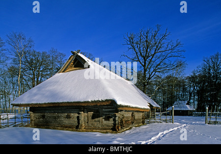 Estland, Tallinn, Rocca al Mare, Open Air Museum, Winter, Schnee Stockfoto