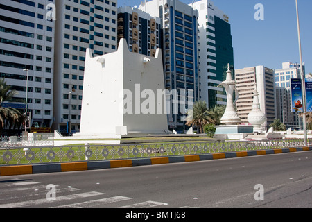 Skulptur im Sheikh Rashid Street, Abu Dhabi, Vereinigte Arabische Emirate Stockfoto