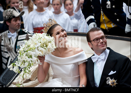 Kronprinzessin Victoria von Schweden heiratet ihren ehemaligen Fitnesstrainer Daniel Westling in Stockholm Samstag, 19. Juni Stockfoto