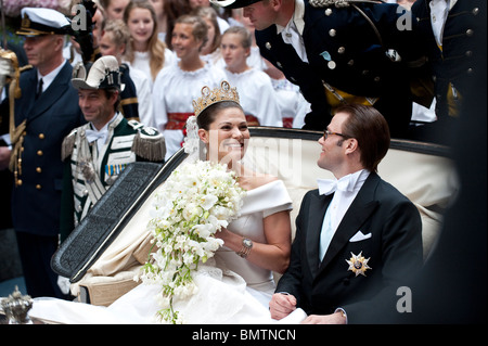 Kronprinzessin Victoria von Schweden heiratet ihren ehemaligen Fitnesstrainer Daniel Westling in Stockholm Samstag, 19. Juni Stockfoto