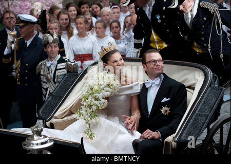 Kronprinzessin Victoria von Schweden heiratet ihren ehemaligen Fitnesstrainer Daniel Westling in Stockholm Samstag, 19. Juni Stockfoto