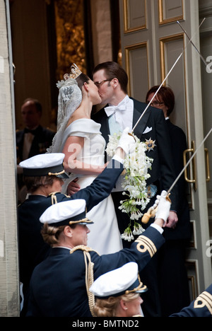 Kronprinzessin Victoria von Schweden heiratet ihren ehemaligen Fitnesstrainer Daniel Westling in Stockholm Samstag, 19. Juni Stockfoto