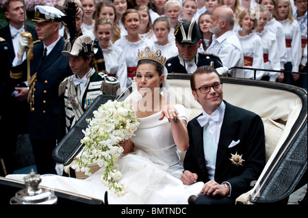 Kronprinzessin Victoria von Schweden heiratet ihren ehemaligen Fitnesstrainer Daniel Westling in Stockholm Samstag, 19. Juni Stockfoto