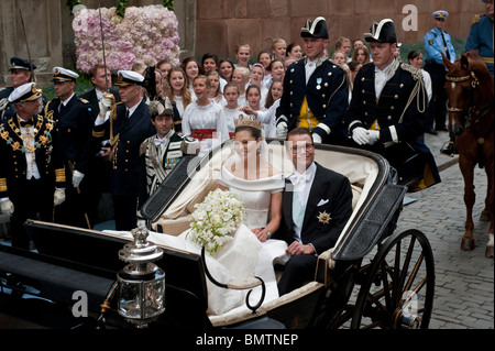 Kronprinzessin Victoria von Schweden heiratet ihren ehemaligen Fitnesstrainer Daniel Westling in Stockholm Samstag, 19. Juni Stockfoto