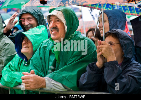 Passiert der Lega Nord, Pontida, Provinz Bergamo, Italien Stockfoto