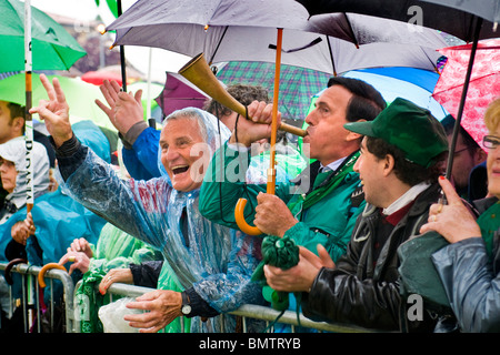 Passiert der Lega Nord, Pontida, Provinz Bergamo, Italien Stockfoto