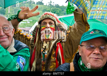 Passiert der Lega Nord, Pontida, Provinz Bergamo, Italien Stockfoto