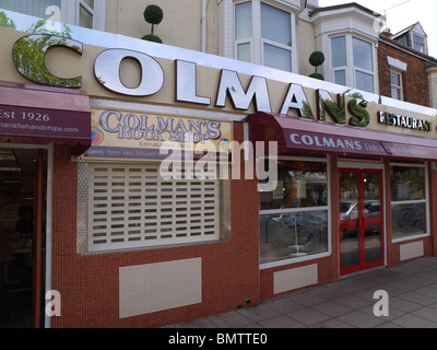 Colmans berühmten Fisch- und Pommesbude in South Shields, Tyne und tragen England Stockfoto