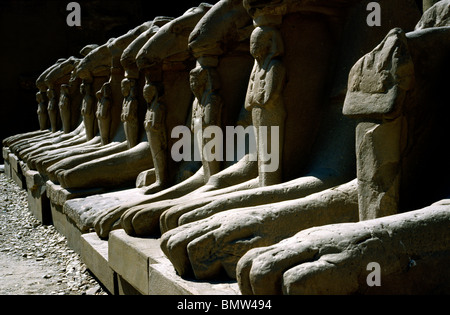 Widderköpfige Sphingen am Karnak-Tempel in Luxor. Stockfoto