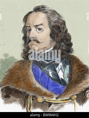 Peter i. der große Alexeievitch (1672-1725). Zar von Russland (1682-1725). Gravur. Stockfoto