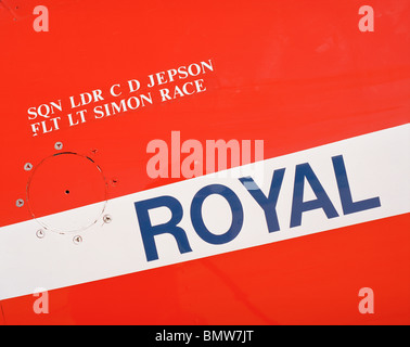 Detail einer Hawk Flugzeuge von der "Red Arrows" der britischen Royal Air Force aerobatic Team. Stockfoto