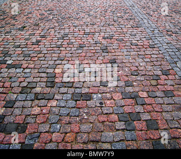 Alten gepflasterten Gehweg Textur, Hintergrund horizontale Stockfoto