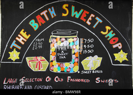 Melden Sie sich außerhalb der Badewanne Sweet Shop, Bad Somerset UK Stockfoto