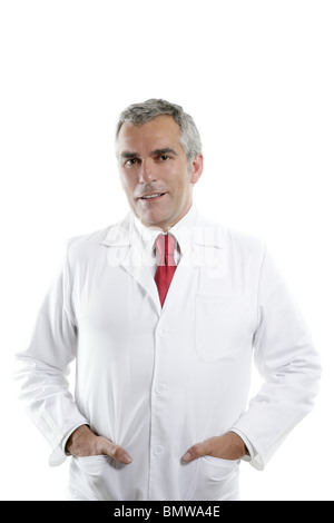 Kompetenz Arzt senior weiß graues Haar lächelnd Porträt Kamera suchen Stockfoto