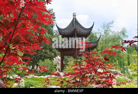 Chinesischer Garten mit Pagode und den See. Stockfoto