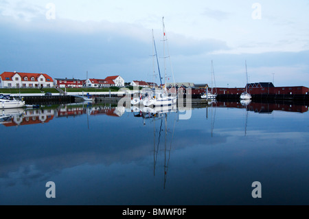 Segelboot im Hafen Havn, Læsø Stockfoto