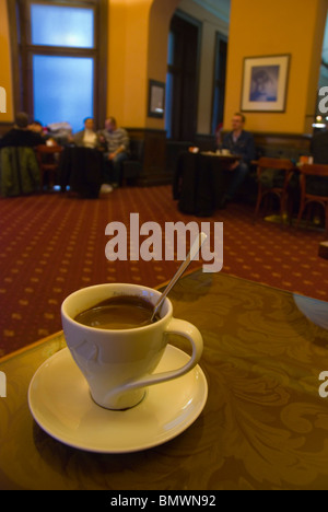 Tasse heiße Schokolade Cafe Louvre Prag Tschechien Mitteleuropas Stockfoto