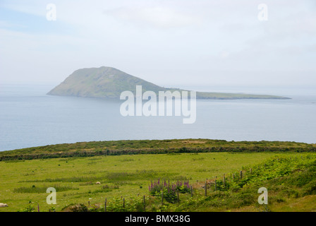 Bardsey Island über den Sund von Mynydd Mawr, Lleyn Pennisula, Nordwales Stockfoto