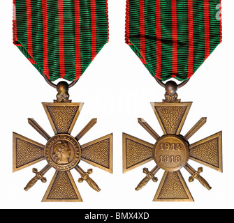 Französische WW1 Croix de Guerre Medaille (1914-1918) Stockfoto