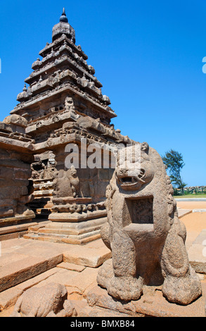 Die Shore Tempel, Mamallapuram, Tamil Nadu, Indien Stockfoto