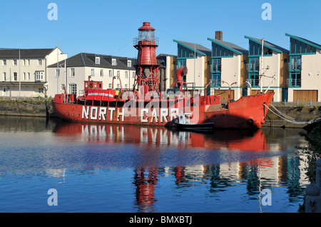 Die North Carr, die letzten verbliebenen schottischen Feuerschiff festgemacht in Victoria Docks, Dundee, und jetzt ein schwimmendes Museum. Stockfoto