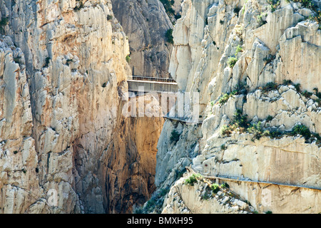 Camino del Rey Schlucht in El Chorro, Andalusien, Spanien Stockfoto
