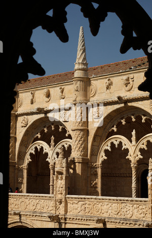 Verziert Bögen Kloster Jeronimos Kloster Mosteiro DOS Jerominos in Belem, Lissabon, Portugal, Europa Stockfoto