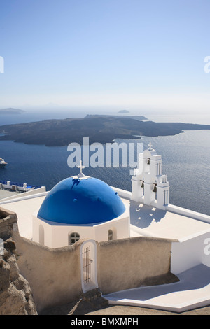 Griechenland, Kykladen, Santorini, Firostefani, Blick auf Santorini Caldera Stockfoto